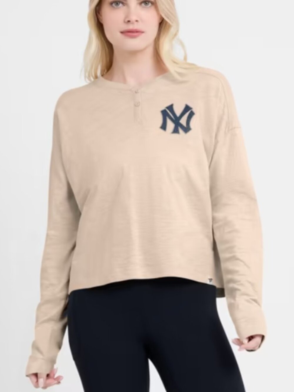 Fanatics New York Yankees Long Sleeve Shirt Baseball Women's Small Neutral Beige